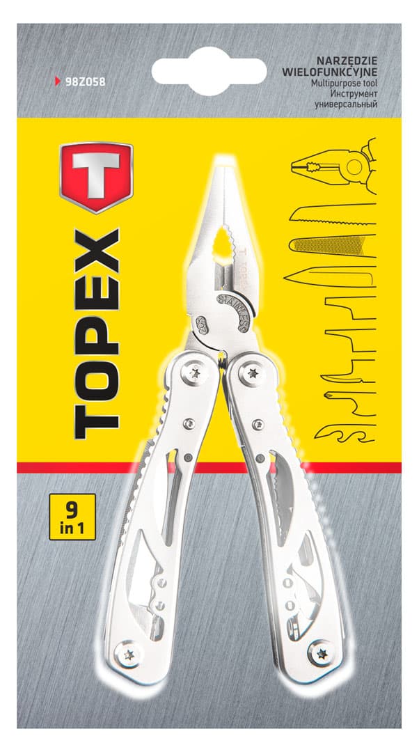 Narzędzie wielofunkcyjne srebrne zestaw 9 elementów 3