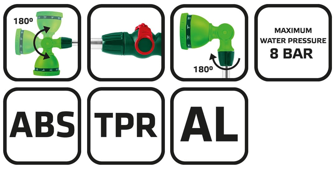 Lanca zraszająca 10-funkcyjna o długości 40 cm 10