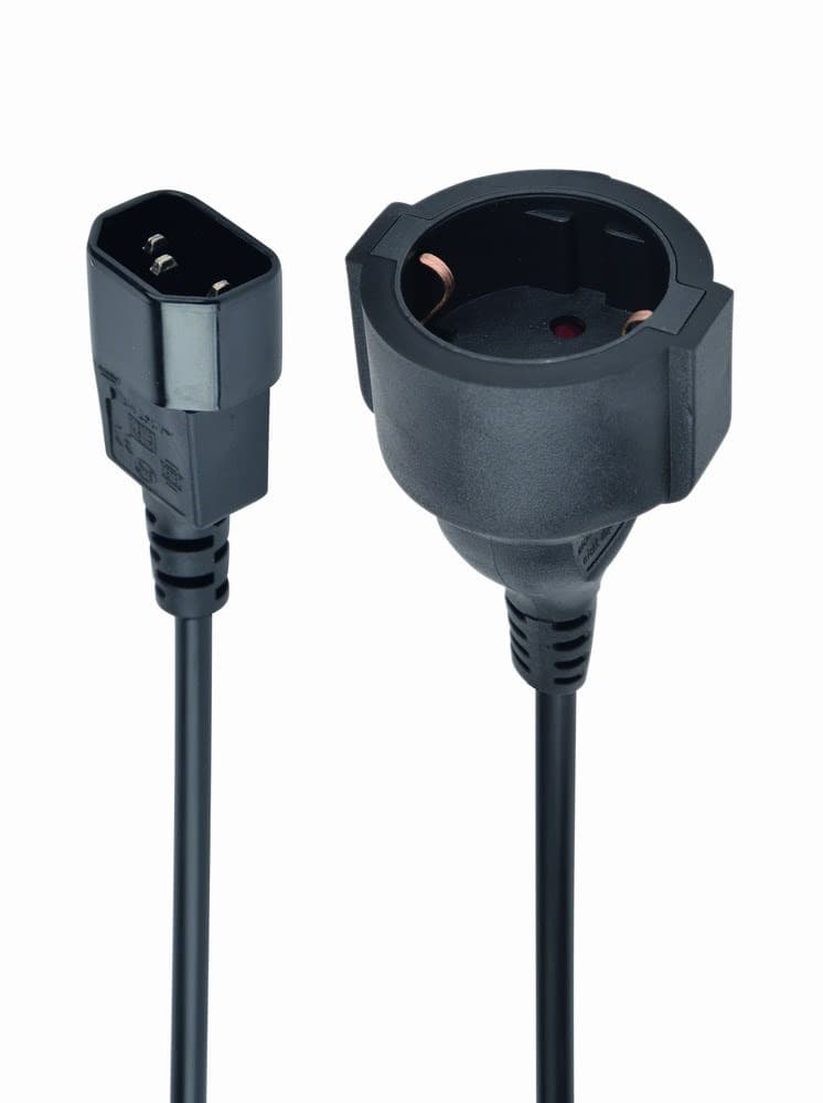 Adapter IEC C14 męski - Schuko żeński 0,15m czarny