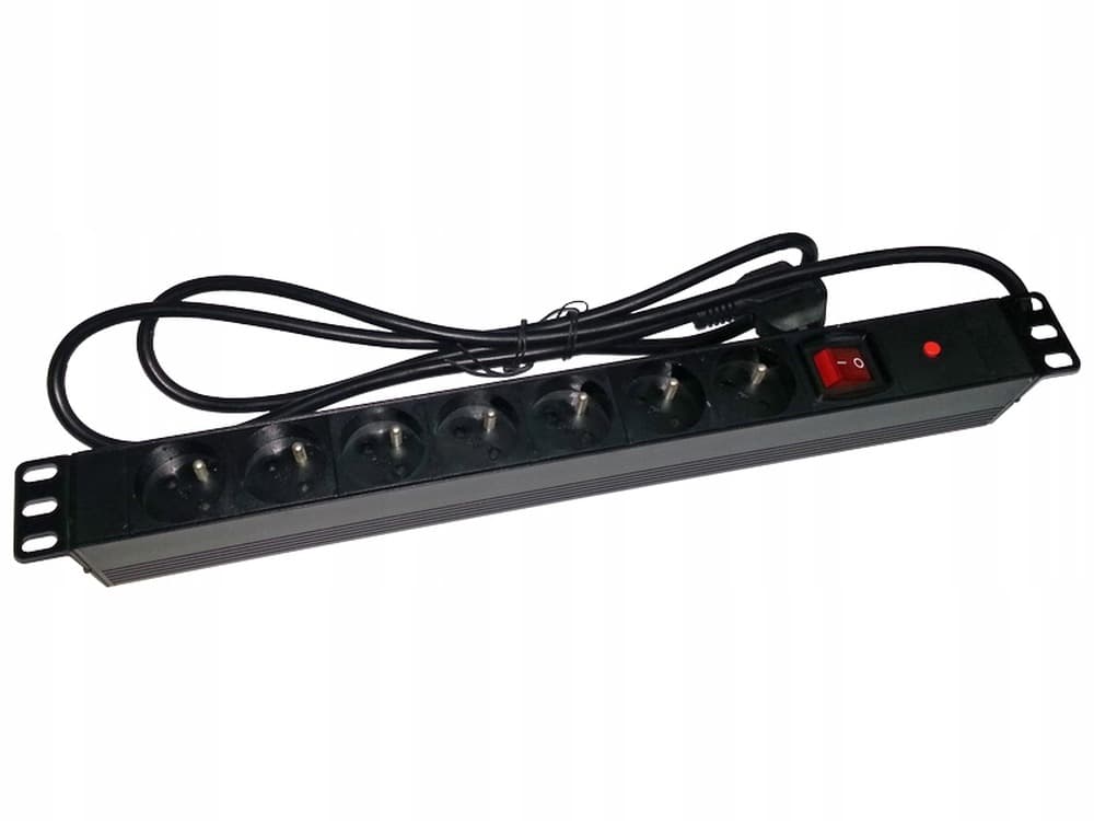 Listwa zasilająca Alantec 19 cali 230V 7 gniazd z wyłącznikiem i zabezpieczeniem