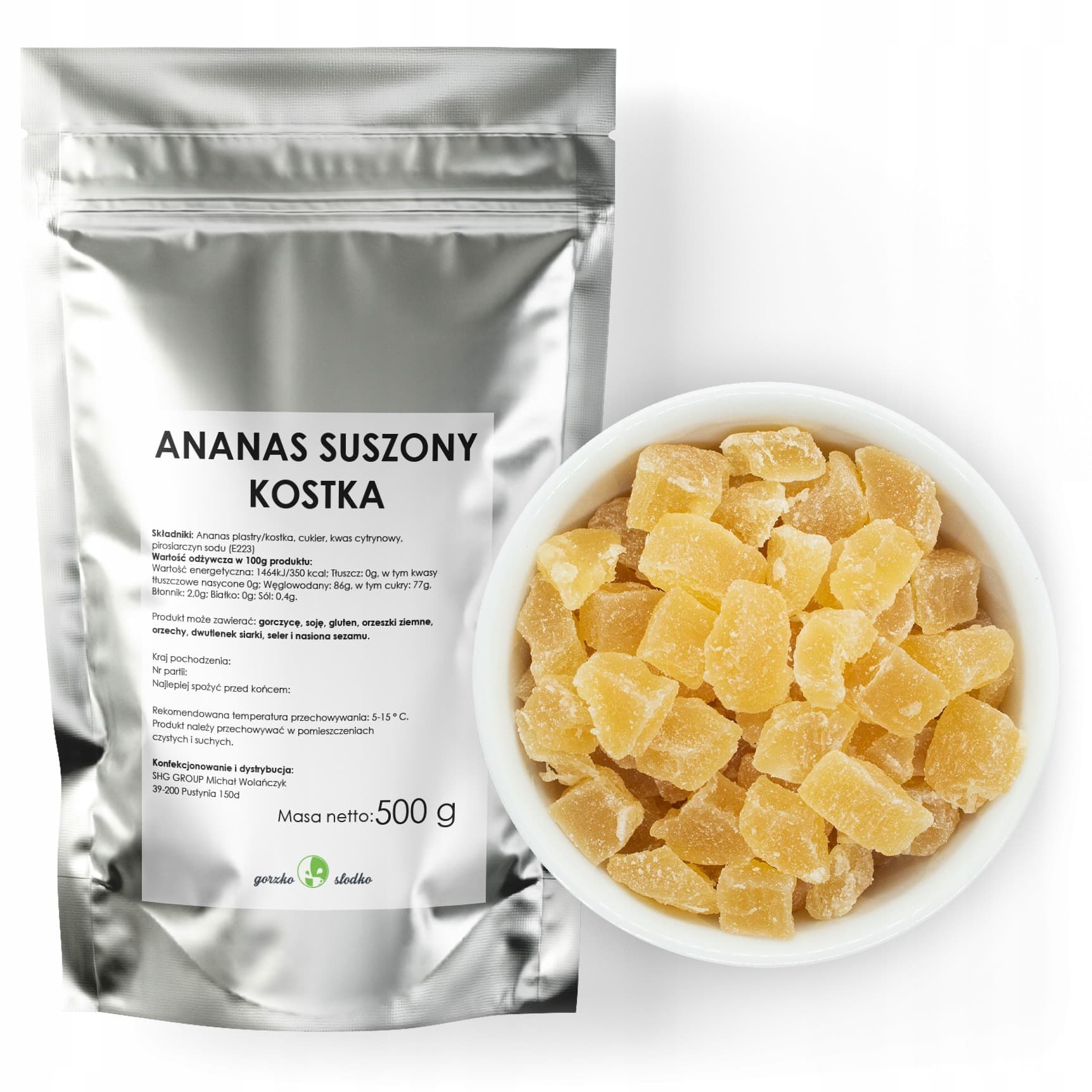 Ananas suszony Bakal naturalna słodka przekąska 100g