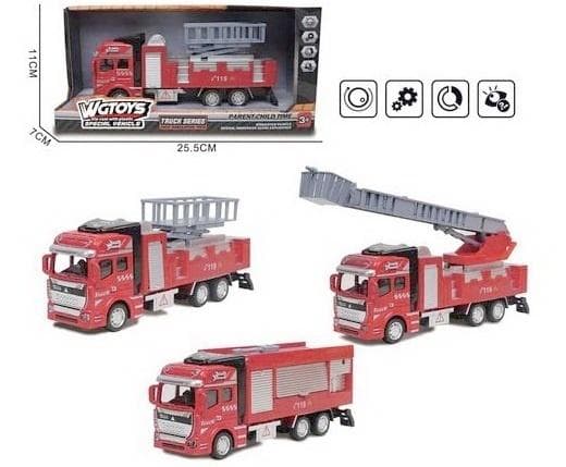 Metalowy wóz strażacki z napędem MIX