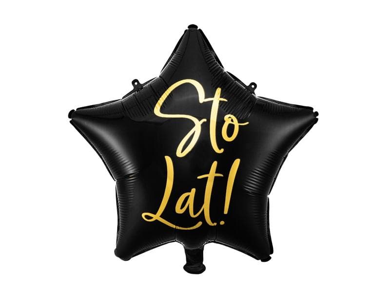 Balon foliowy gwiazda Sto Lat! 40 cm czarny