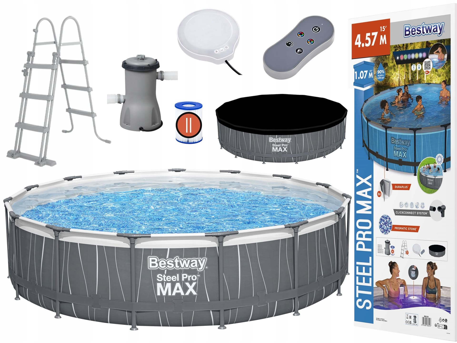 Basen stelażowy ogrodowy 457 x 107 cm