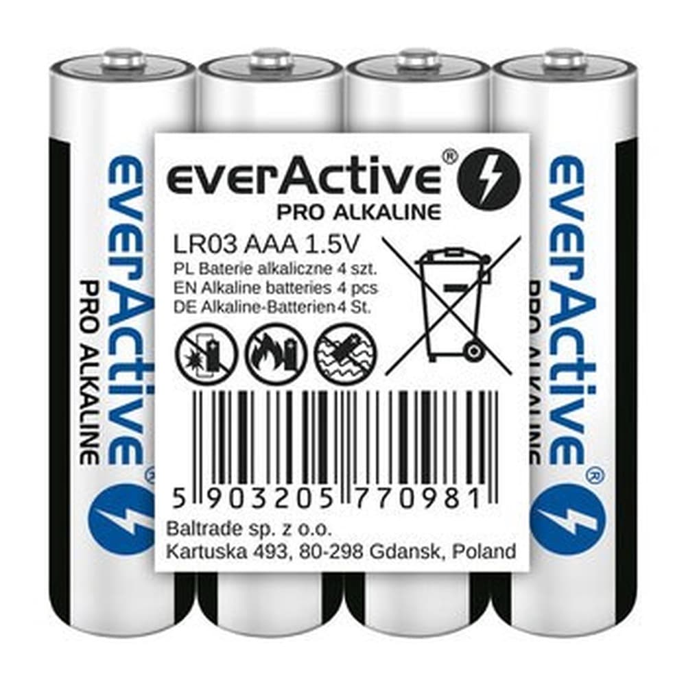Baterie alkaliczne Everactive Pro Alkaline R03 AAA 4 sztuki
