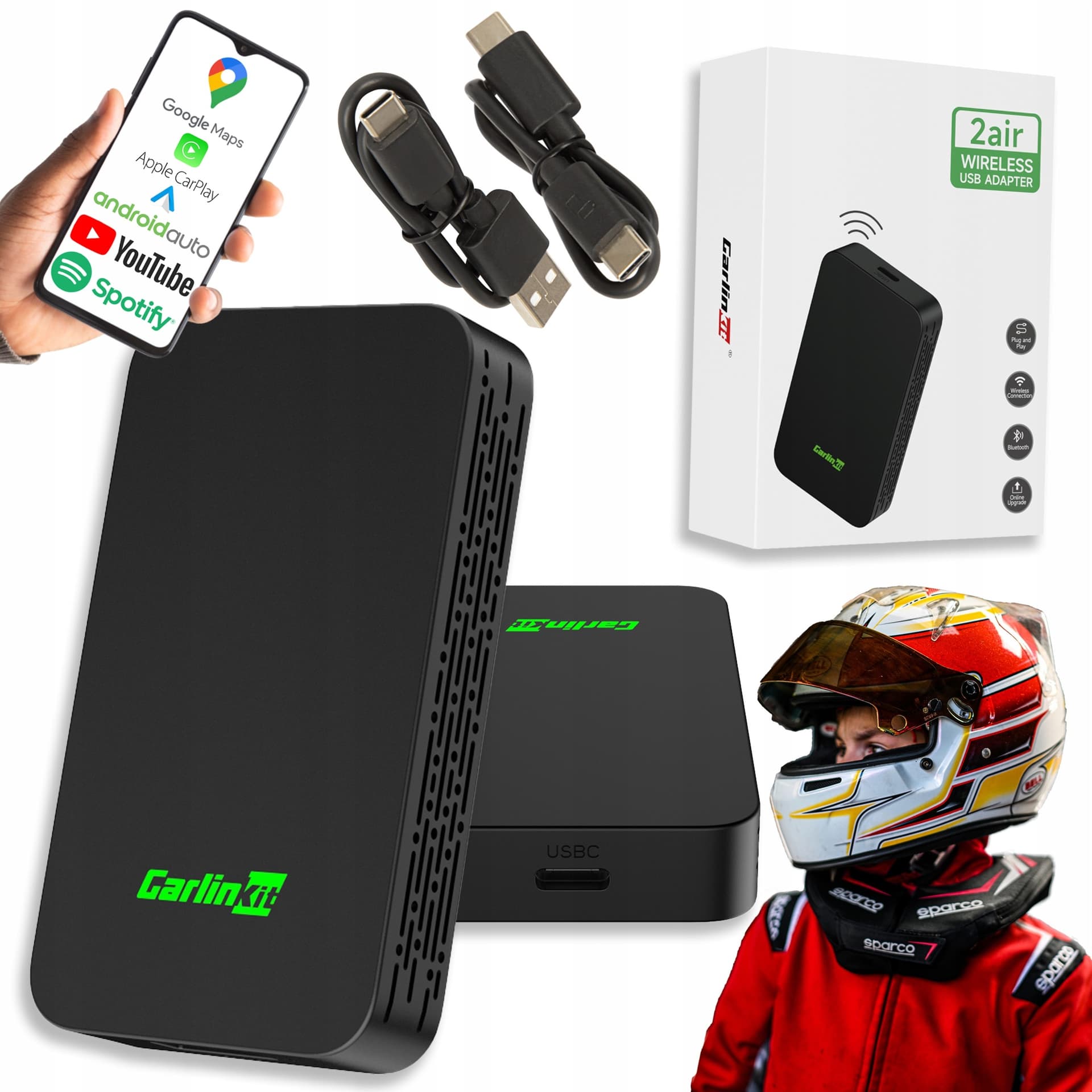 Bezprzewodowy adapter Carlinkit 5.0 2Air Carplay Android Auto czarny