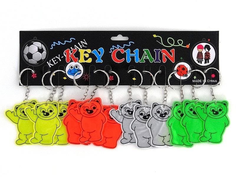 Breloki odblaskowe w kształcie misia, zestaw 12 sztuk