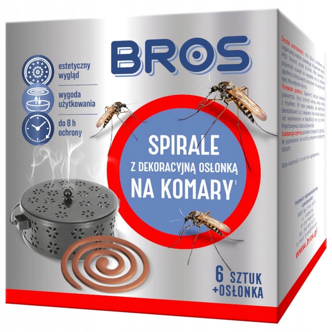 Bros Spirale na komary – ochrona do 8 godzin, 6 sztuk z osłonką