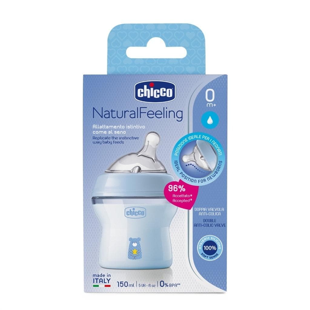 Butelka plastikowa Chicco NaturalFeeling niebieska 150 ml 0m+