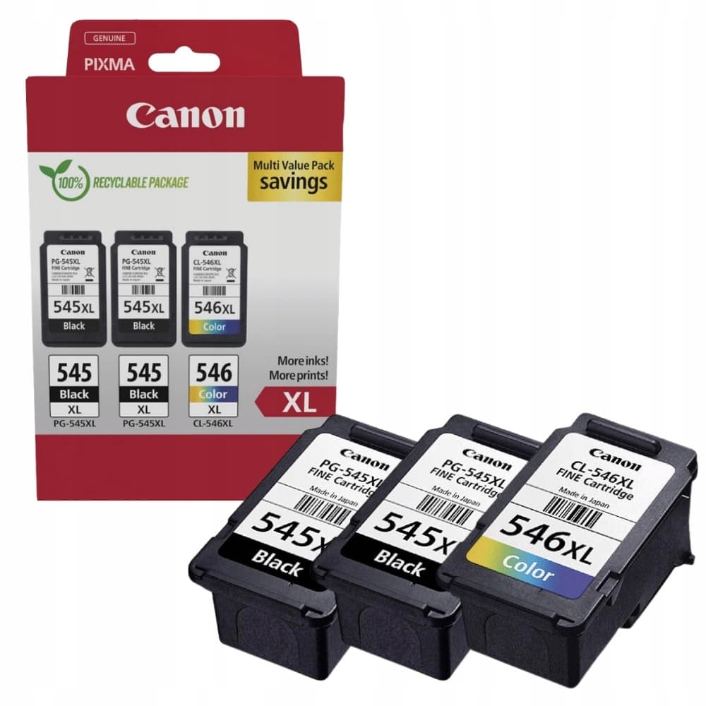 Canon 8286B013 Zestaw 3 tuszy Oryginalne XL Czarne, Cyjan, Purpurowe, Żółte