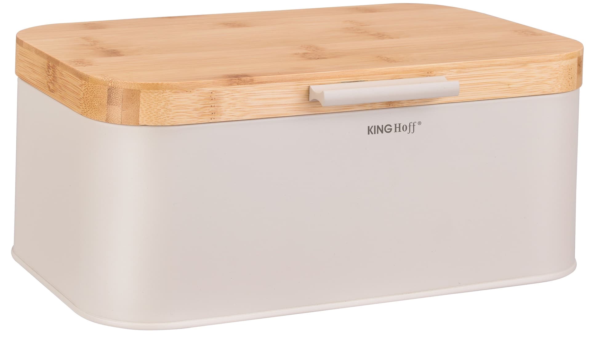 Chlebak beżowy z bambusową pokrywą KINGHoff