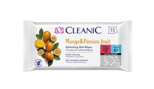 Nawilżane chusteczki Cleanic Mango & Passion 15 sztuk
