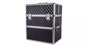 Czarny kuferek na kosmetyki Sunone XL z wzorkiem