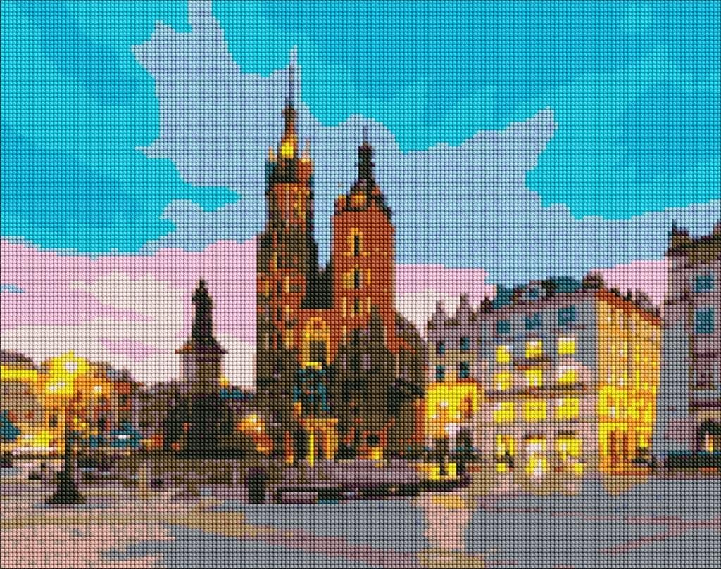 Mozaika diamentowa Kraków wieczorem 40 x 50 cm