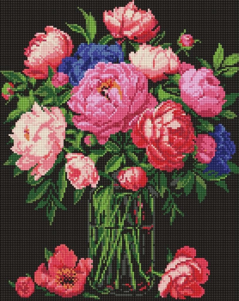 Mozaika diamentowa Luksus piwonii 40x50 cm