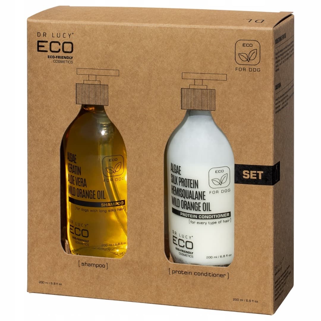 Dr Lucy Eco Zestaw Szampon i Odżywka Proteinowa dla Psa do Sierści Długiej