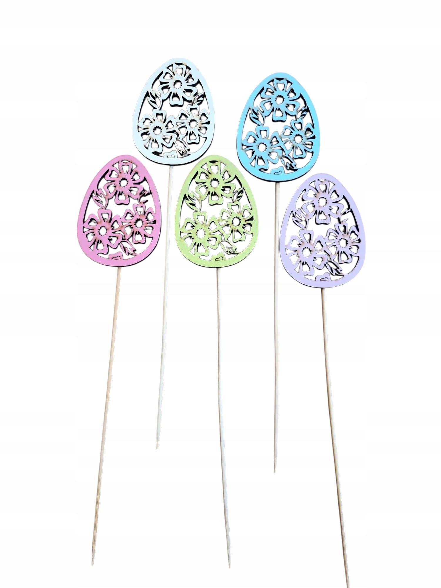 Drewniane jajko na piku zielone ozdobne