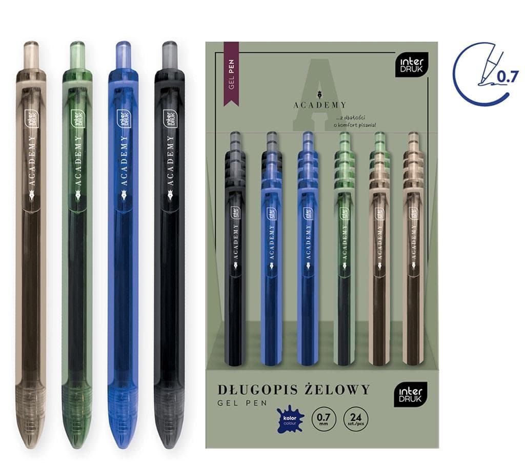 Długopis żelowy Academy z gumową obudową 24 sztuki
