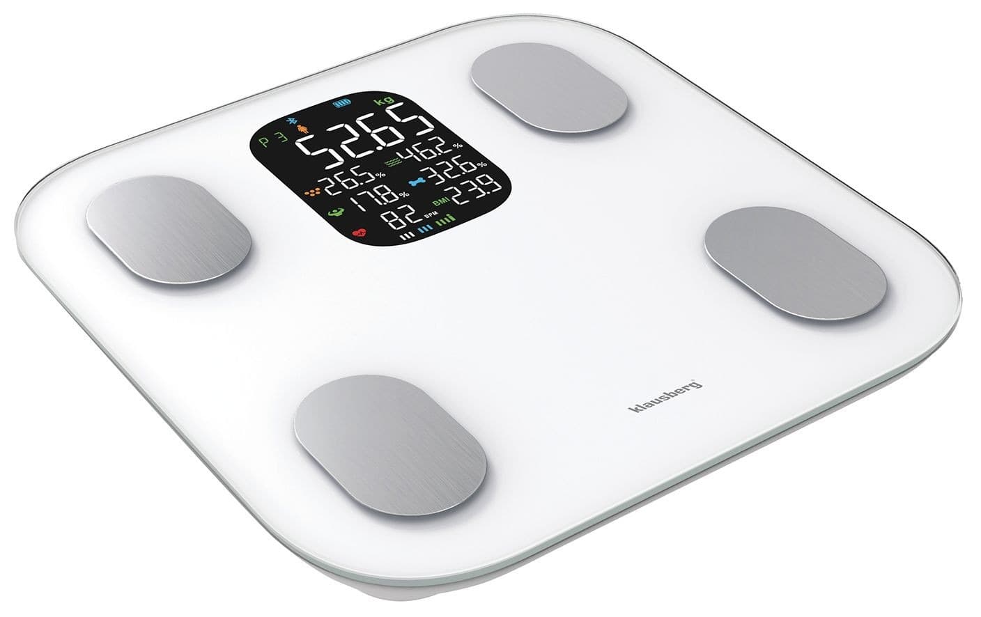 Elektroniczna waga łazienkowa z analizatorem składu ciała Klausberg biała