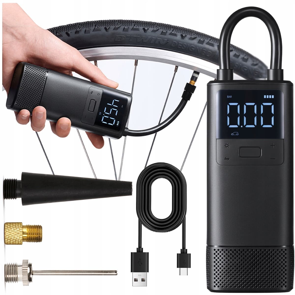 Elektryczna pompka rowerowa przenośna PP2507C