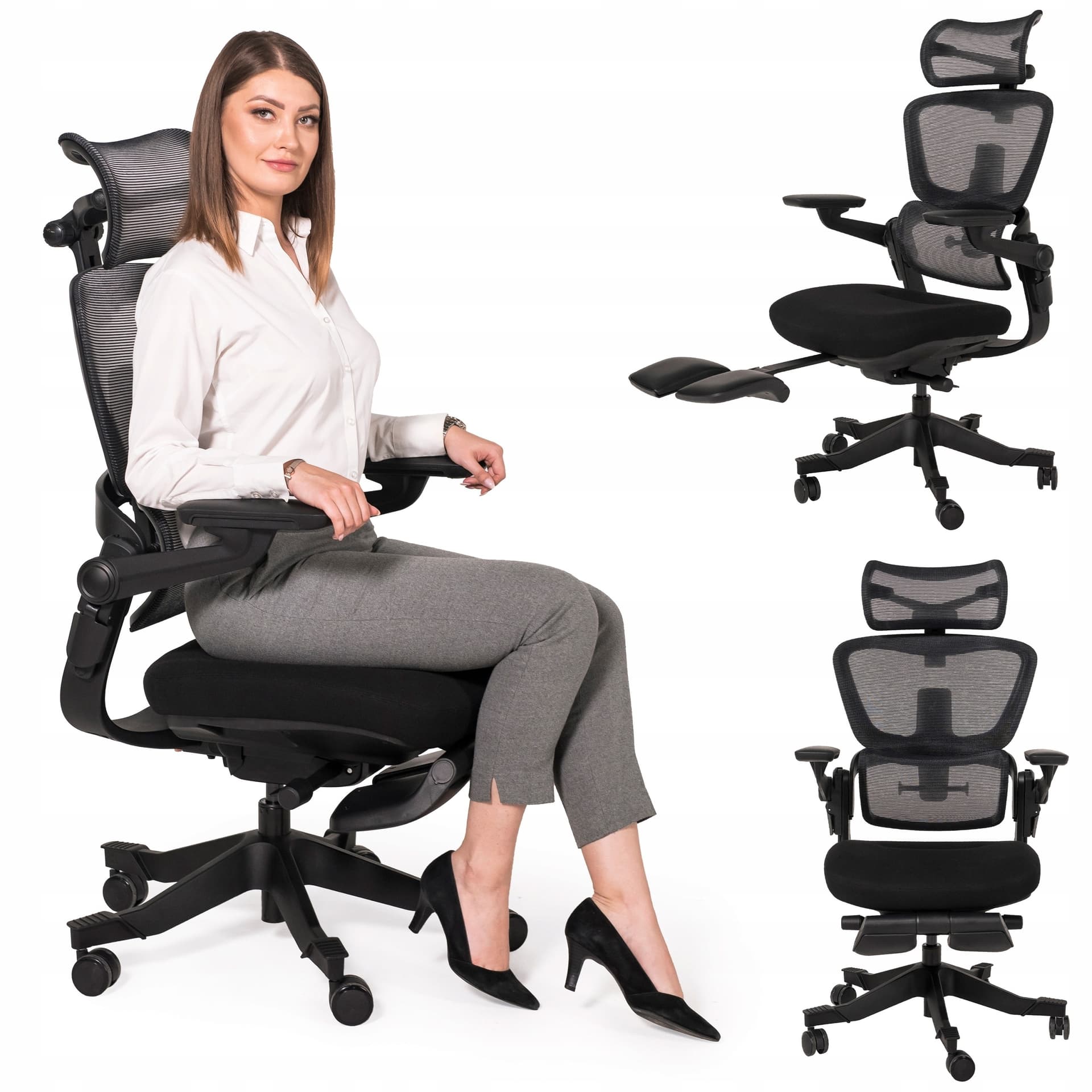 Ergonomiczny fotel biurowy z regulacją wysokości i podparciem lędźwiowym