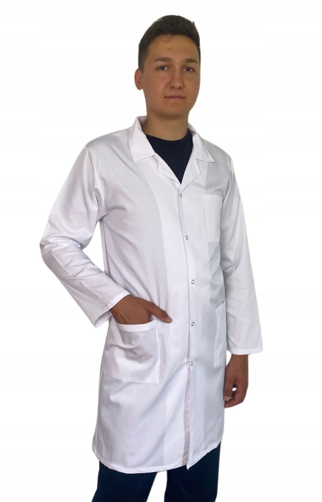 Fartuch męski biały bawełniany ochronny rozmiar 60