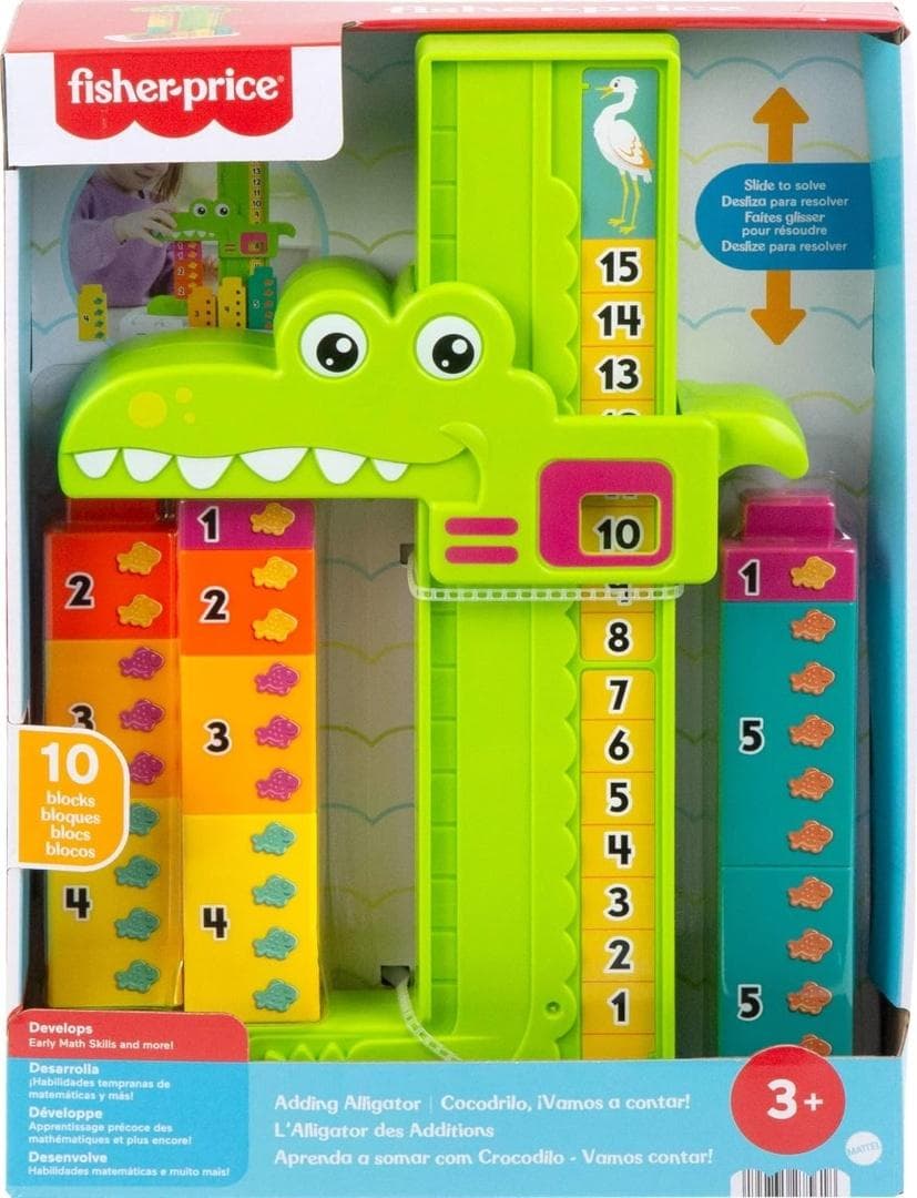 Fisher-Price Aligator Dodający zabawka edukacyjna z 10 klockami