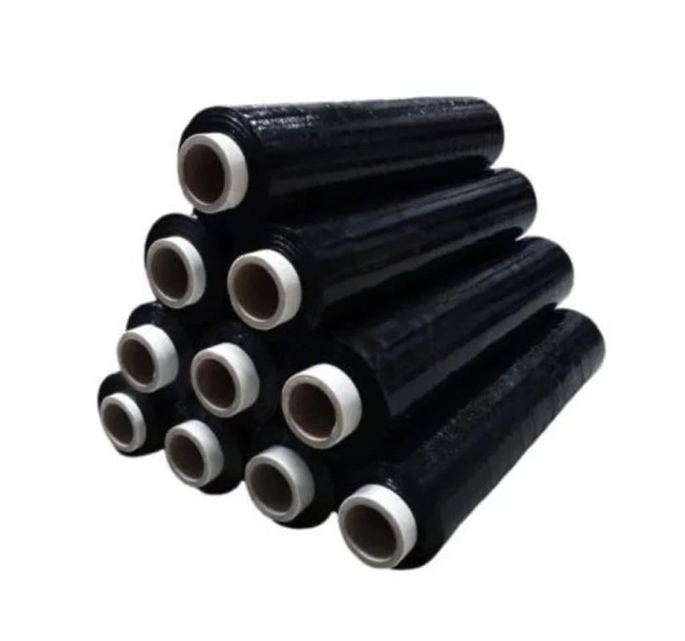 Folia stretch czarna o grubości 23 mikronów i wadze 1,80 kg