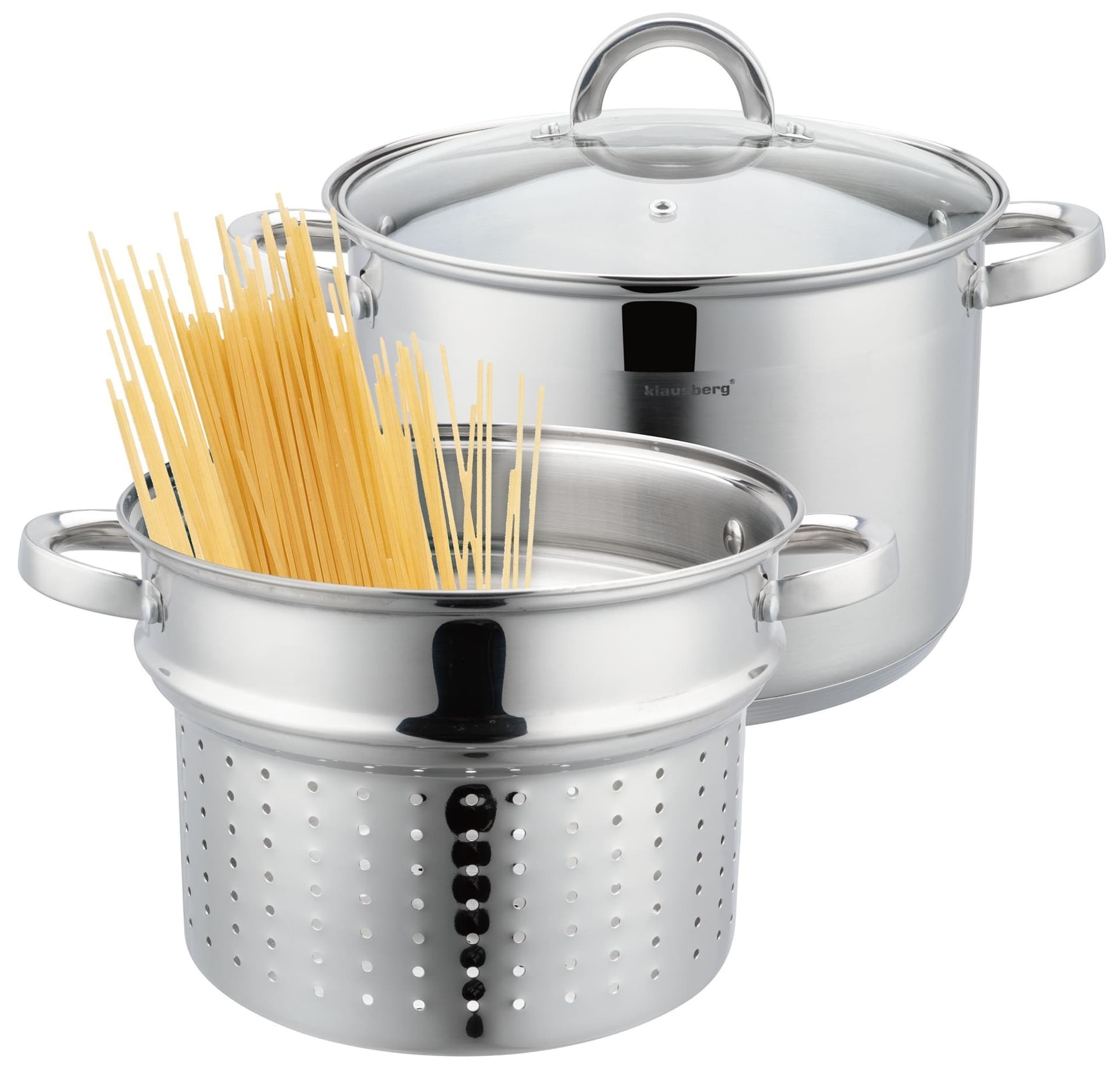 Garnek ze stali nierdzewnej z wkładem do gotowania makaronu 24 cm 7,5 l