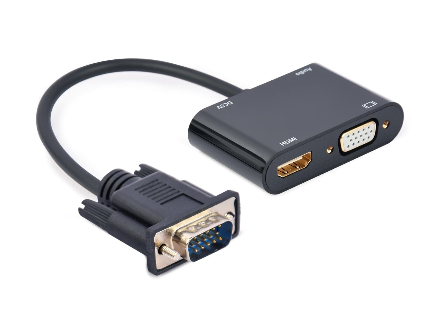 Konwerter sygnału VGA do HDMI + VGA Gembird 0,15m czarny