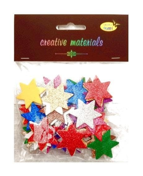 Brokatowe gwiazdki z pianki kolorowy zestaw około 60 sztuk
