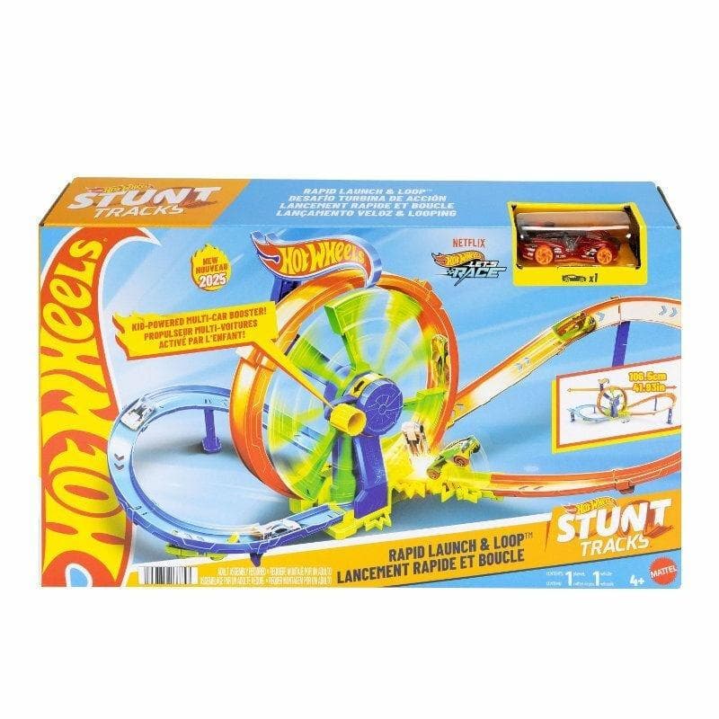 Tor wyścigowy Hot Wheels z turbo pętlą i autkiem