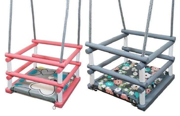 Huśtawka drewniana z poduszką MIX kolorów