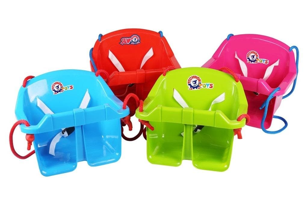 Huśtawka dziecięca Technok MIX wykonana z tworzywa sztucznego z pasami bezpieczeństwa