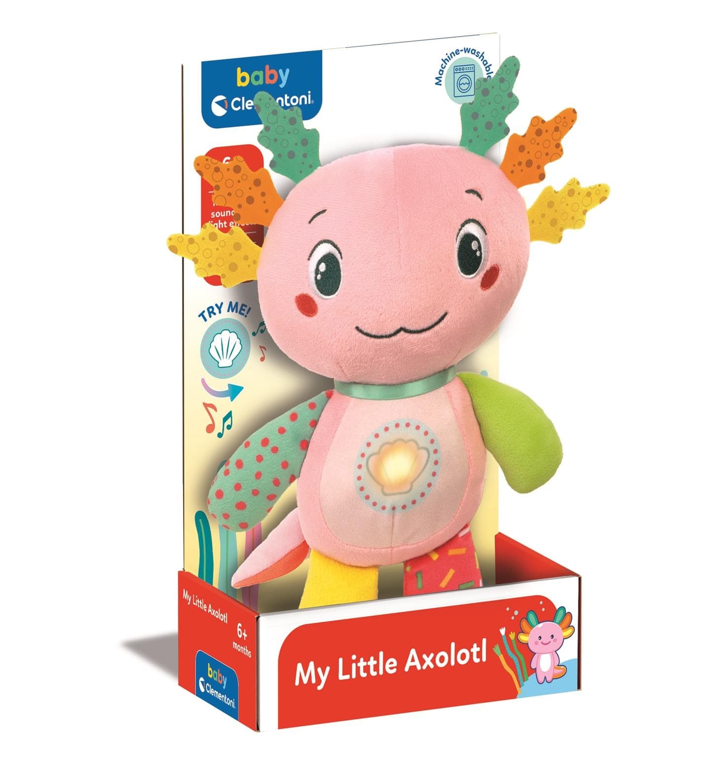 Interaktywny pluszak aksolotl Clementoni z dźwiękiem i światłem