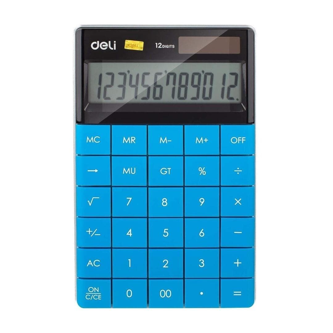 Kalkulator 12-pozycyjny DELI - kolor niebieski
