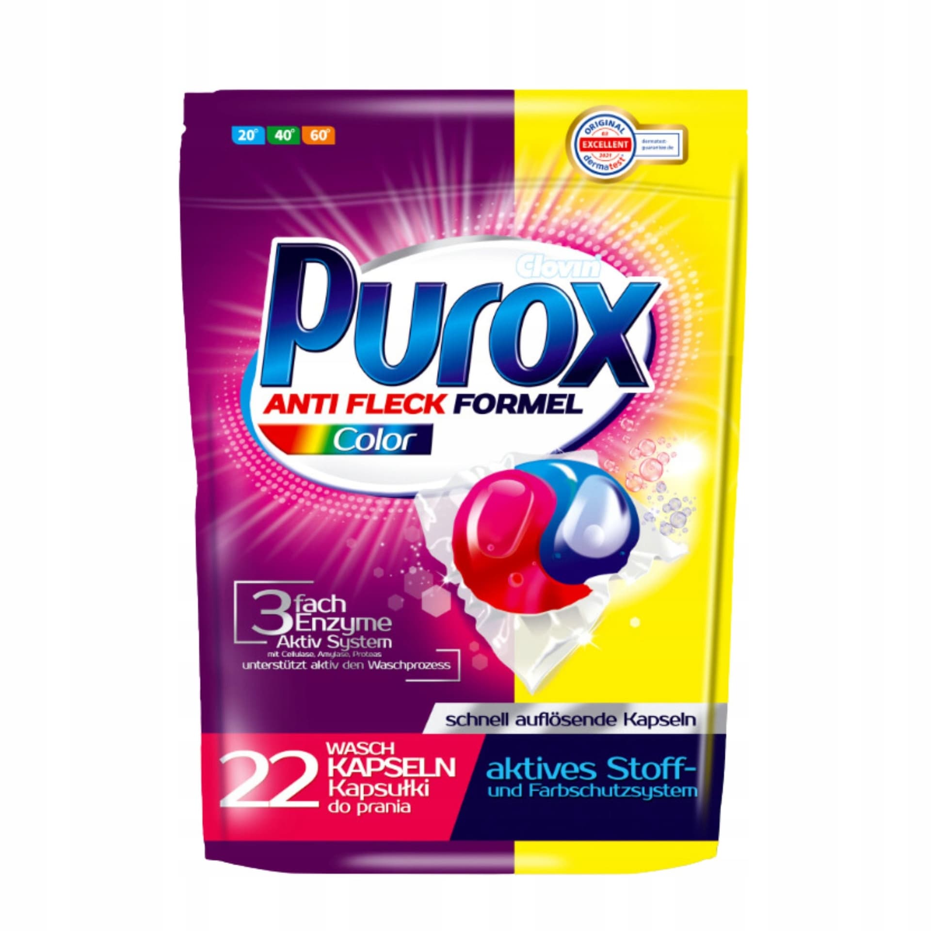 Kapsułki do prania Purox Color ochrona koloru 22 sztuki
