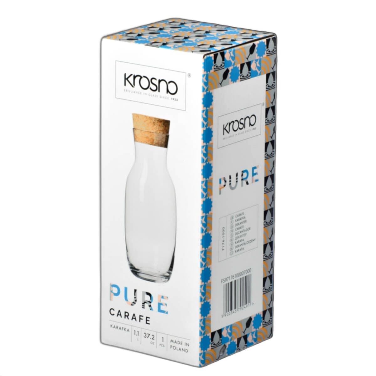 Karafka szklana z korkiem Pure 1 litr