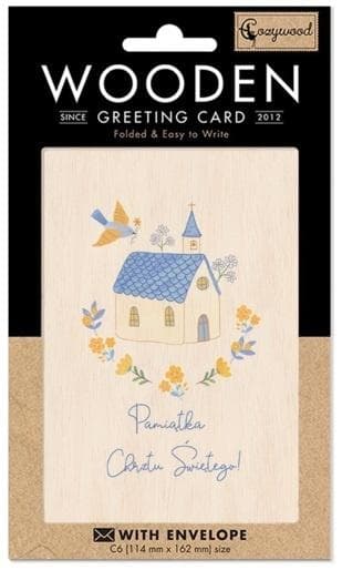 Drewniany karnet C6 z kopertą Chrzest Gołąb