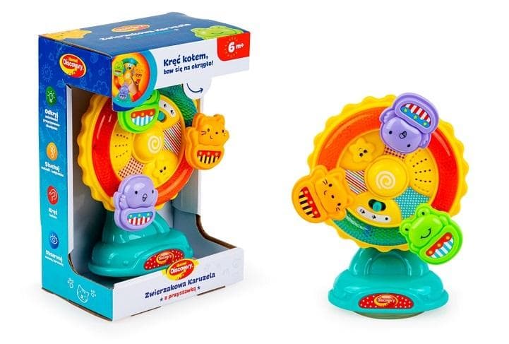 Karuzela ze zwierzętami z przyssawką dla dzieci 6m+