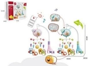 Karuzela do łóżeczka dziecięcego z pozytywką niebieska