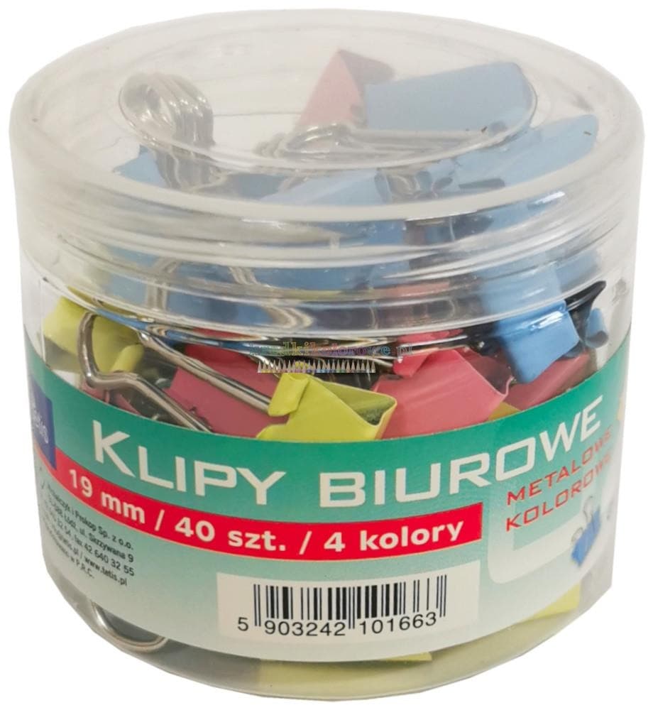 Klipy 19 mm Tetis 40 sztuk kolorowe