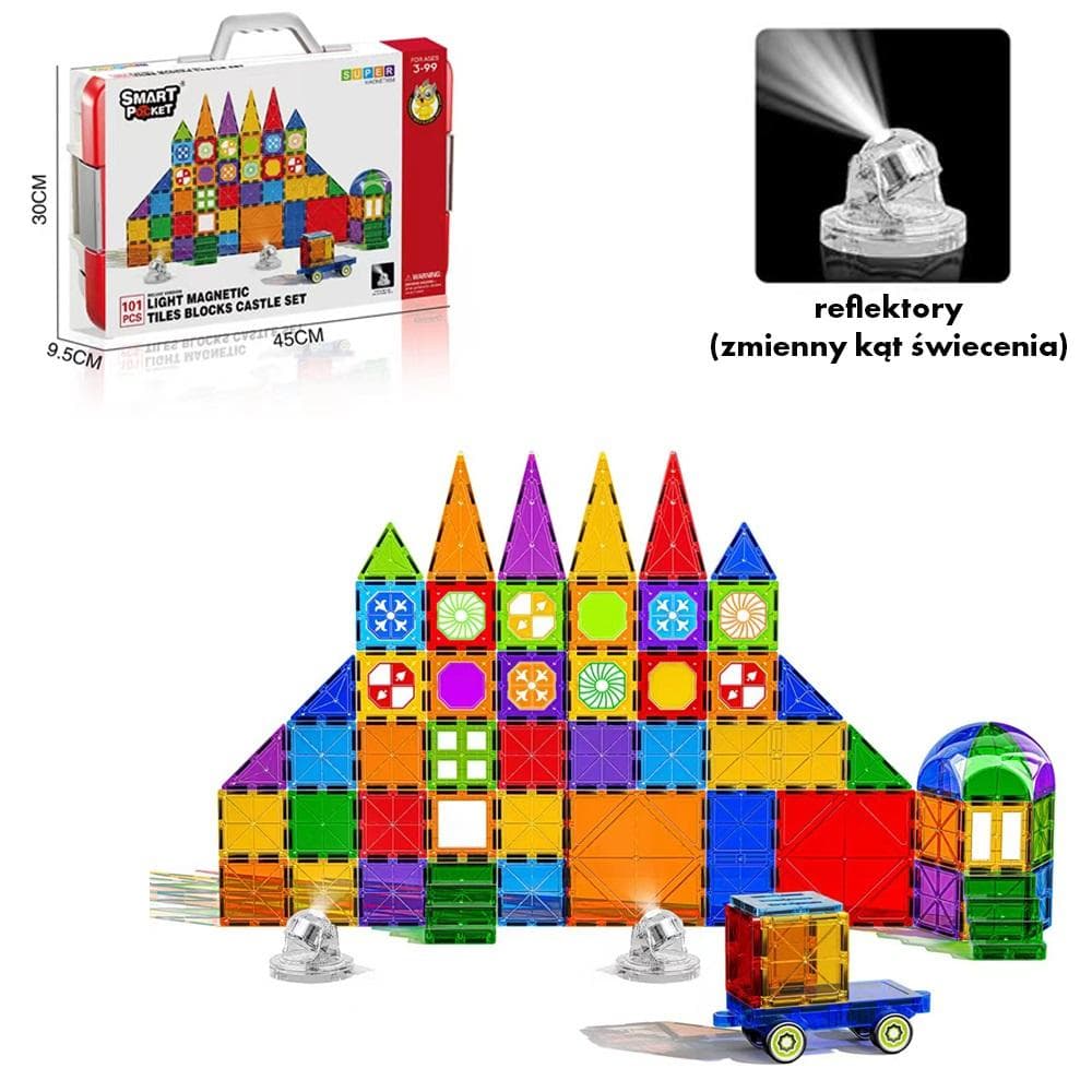 Klocki magnetyczne 101 elementów z reflektorami