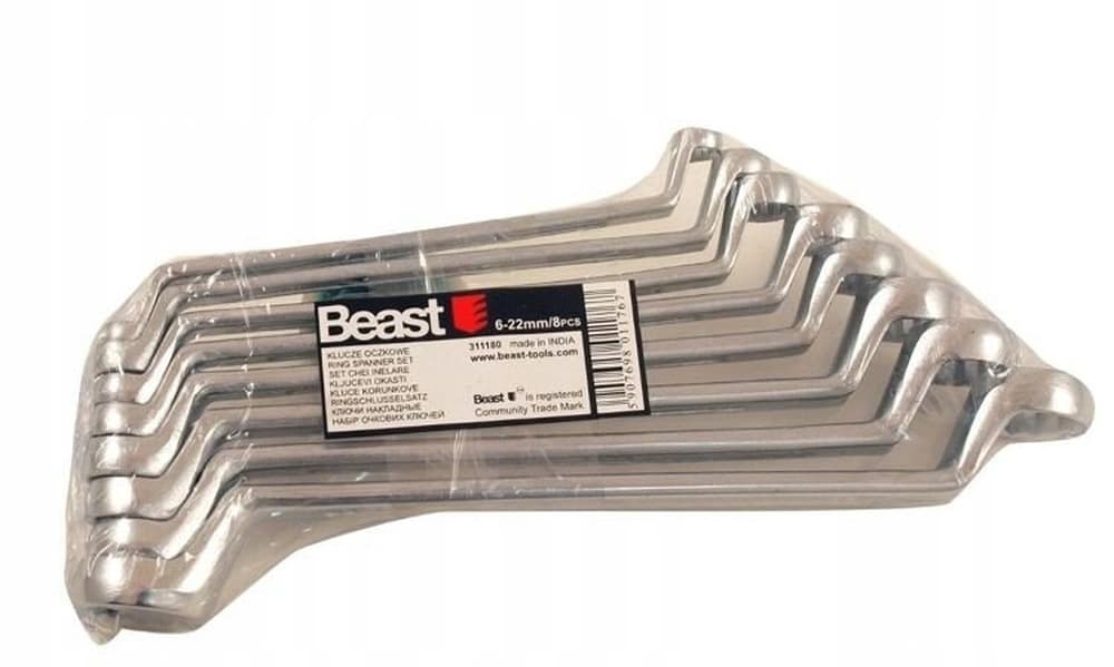 Klucze oczkowe odgięte 6-22 mm zestaw 8 sztuk