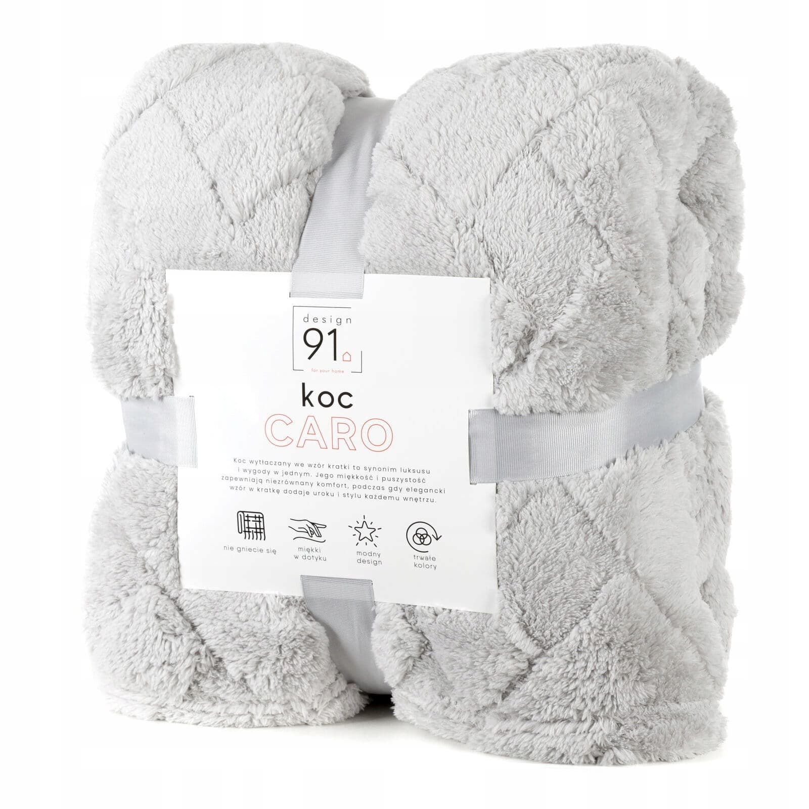 Koc dekoracyjny Caro srebrny 150 x 200 cm