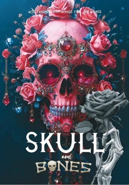 Kolorowanka A4 pionowa z 8 obrazkami - motyw czaszki