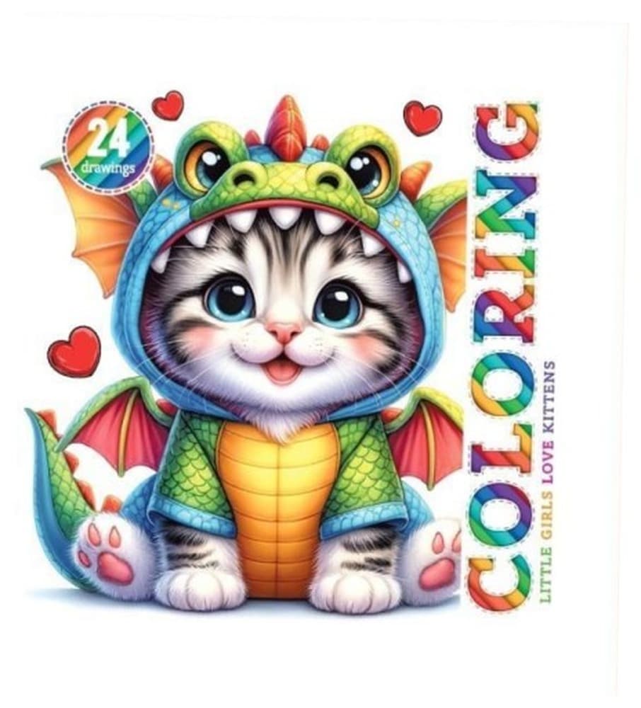 Kolorowanka Kot przebrany za smoka 140x140 mm 24 obrazki