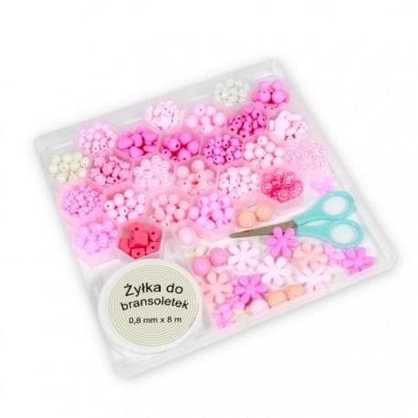 Koraliki w odcieniach różu zestaw kreatywny 594 elementy