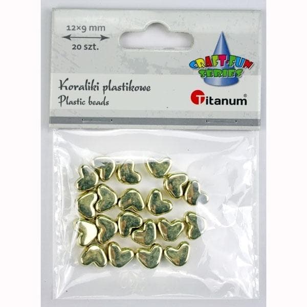Koraliki plastikowe lustrzane serca 12 x 9 mm, 20 sztuk