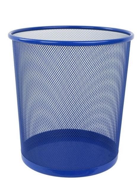Kosz okrągły z metalowej siatki niebieski mały